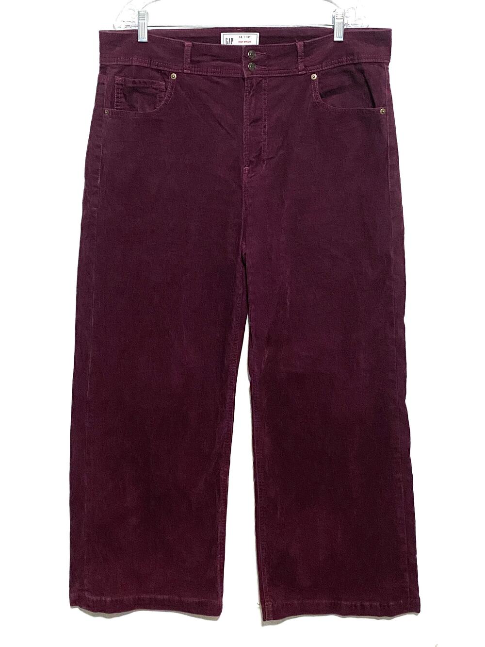 Gap High Rise Corduroy Stride Wide Leg Pants Womens 16 Red Boho Hippie Autumn